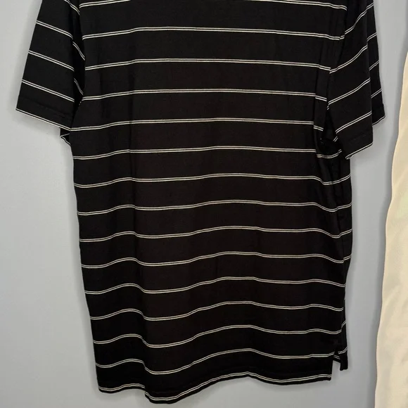 Nike Black and White Polo Shirt Sporty Striped Design - Picture 2 of 2